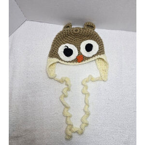 Unbranded Owl Crochet Hat One Size Brown Beige